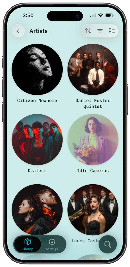 BitDek playlist view for organizing favorite tracks